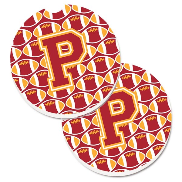 Carolines Treasures Letter P Football Cardinal and Gold Cup Holder Car Coaster, PK2 CJ1070-PCARC - main
